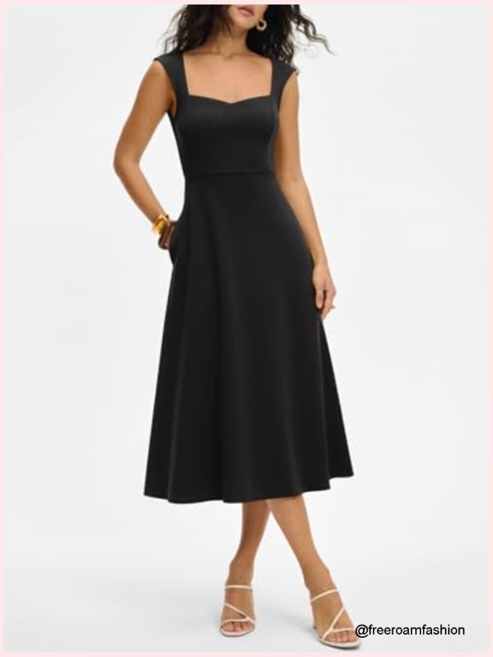 Sleeveless Sweetheart Neck Midi Dress with Pockets for Formal Wedding Guest - Picture 4 of 7